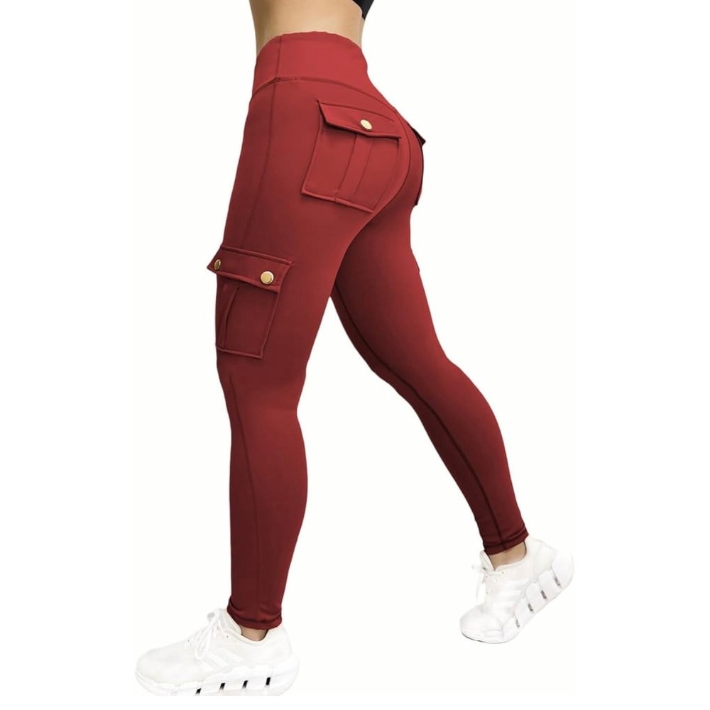 CHICME High Waist Cargo Leggings Seamless Workout Leggings Tummy Control Yoga S